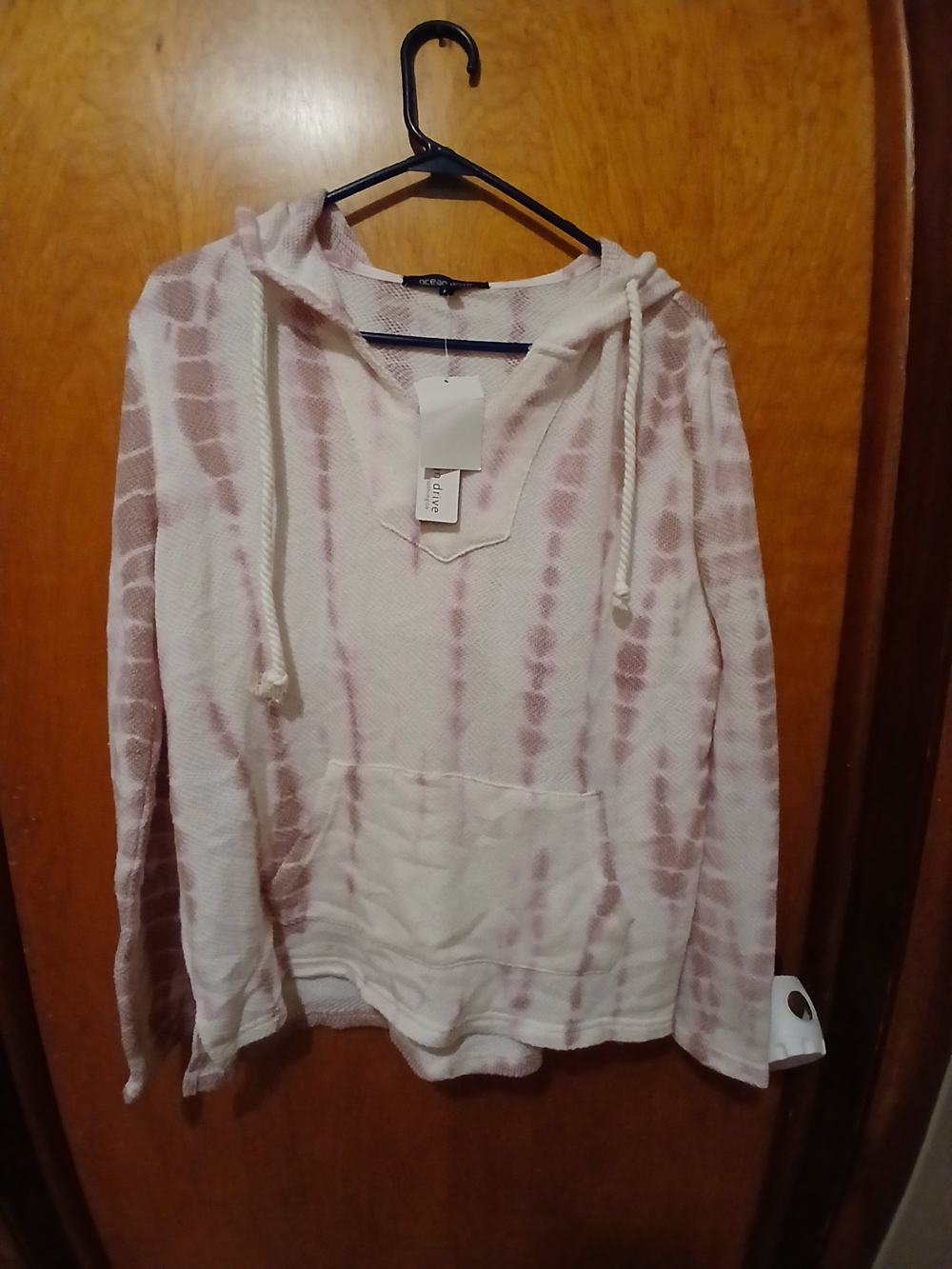 Ocean Drive White and Light Pink Tie-Dye Waffle Hoodie